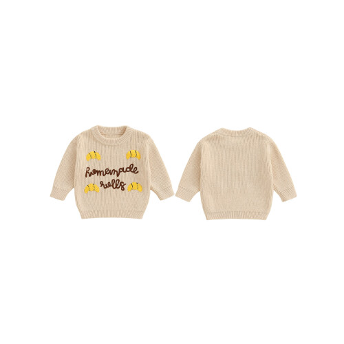 (18-24 Months, Beige) Πλεκτό πουλόβερ για στρογγυλή λαιμόκοψη. 1