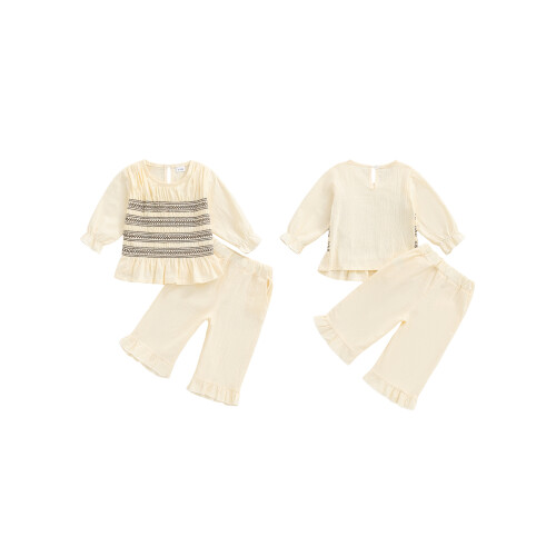 (6-12 Months, Khaki) Ensemble d'automne bébé et lin. 1