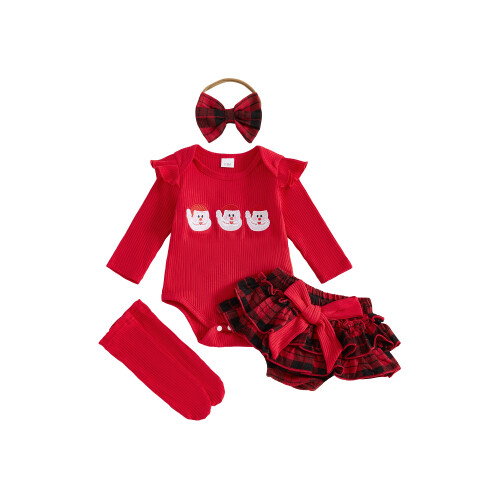 (0-3 Months, Red) Ensemble de Noël chaussettes côtelées.