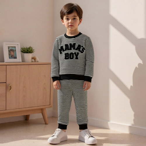 (0-6 Months, Black) Σετ ριγέ παιδικών κέντημα, φθινοπωρινά. 2