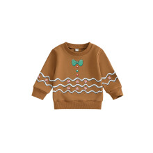 (12-18 Months, Brown) Felpa per neonati e bambini, con stampa di fiocchi natalizi, girocollo e maniche lunghe, ideale per l'autunno.