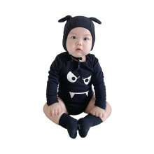(12-18 Months, Black) Baby Halloween Rompertje met ronde hals en lange mouwen, schattig duivelskostuum voor babyjongens en -meisjes