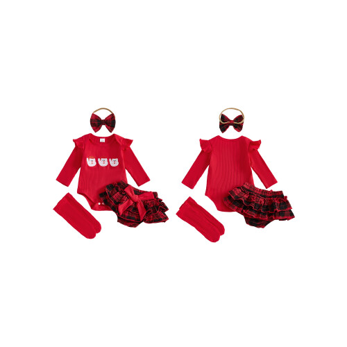 (0-3 Months, Red) Ensemble de Noël chaussettes côtelées. 1