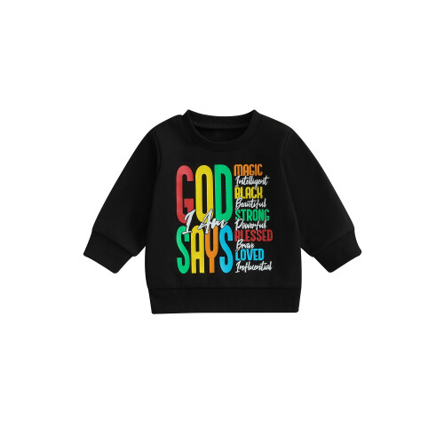 (12-18 Months, Black) Φούτερ Νήπια με Λαιμόκοψη, Μακρυμάνικο
