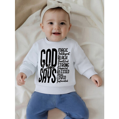 (12-18 Months, White) Φούτερ Νήπια με Λαιμόκοψη, Μακρυμάνικο 2