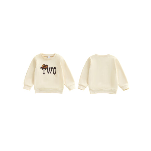 (2-3 Years, Beige) Φούτερ γενεθλίων νήπιο στρογγυλή λαιμόκοψη 1