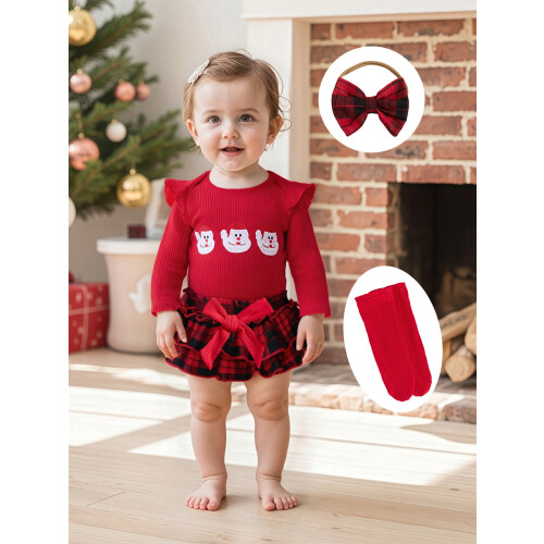 (0-3 Months, Red) Ensemble de Noël chaussettes côtelées. 2