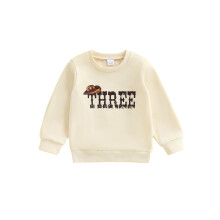 (3-4 Years, Beige) Trui met lange mouwen en ronde hals voor peuters en peuters, geschikt voor een verjaardag.