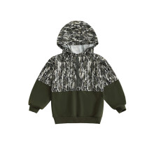 (4-5 Years, Green 1) Kinderhoodie voor jongens met camouflageprint, halve ritssluiting, lange mouwen en capuchon, casual trui voor peuters.