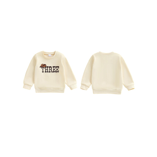 (3-4 Years, Beige) Φούτερ γενεθλίων νήπιο στρογγυλή λαιμόκοψη 1