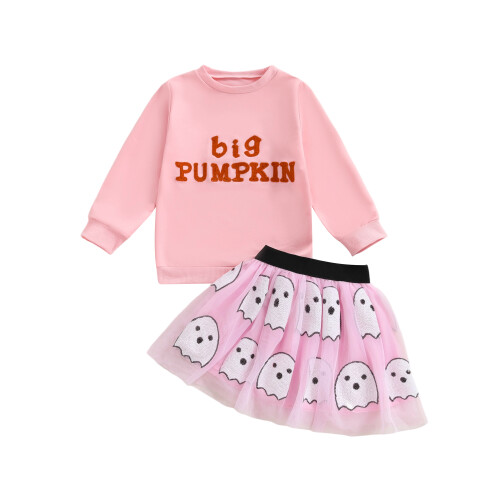 (4-5 Years, Pink) Σετ φούστας 2 σχέδιο φάντασμα.