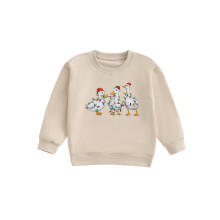 (4-5 Years, Ivory) Baby Christmas Sweatshirt Casual Snowman Red Wine Glass/Duck Print Fall Long Sleeve Tops for Toddler Cute Clothes