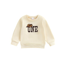 (1-2 Years, Beige) Trui met lange mouwen en ronde hals voor peuters en peuters, geschikt voor een verjaardag.