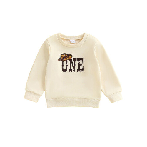 (1-2 Years, Beige) Φούτερ γενεθλίων νήπιο στρογγυλή λαιμόκοψη