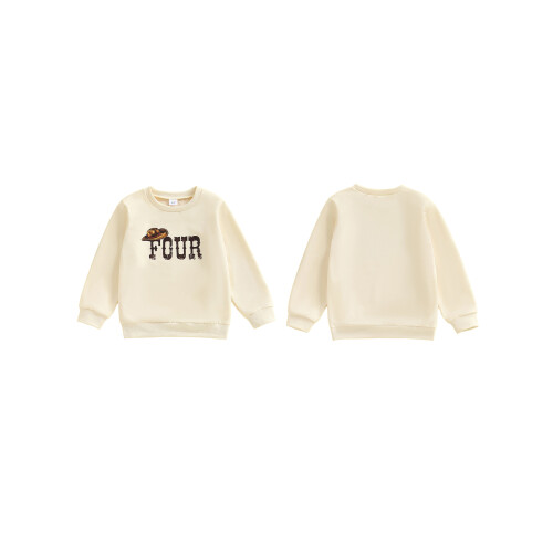 (4-5 Years, Beige) Φούτερ γενεθλίων νήπιο στρογγυλή λαιμόκοψη 1