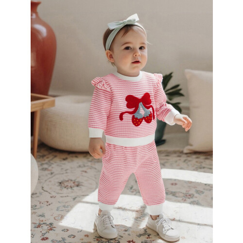 (18-24 Months, Pink) Φούτερ 2 τεμαχίων φθινοπωρινά ρούχα 2