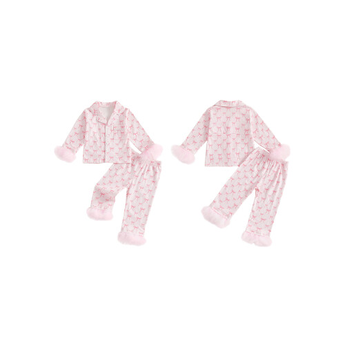 (3-4 Years, Pink) Σετ πιτζάμας νήπιο, μανίκια, παντελόνι 1