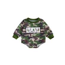 (0-3 Months, Army Green) Baby-Jungen-Herbst-Strampler, lockere Passform, Entenstickerei, Tarnmuster, Rundhalsausschnitt, lange Ärmel