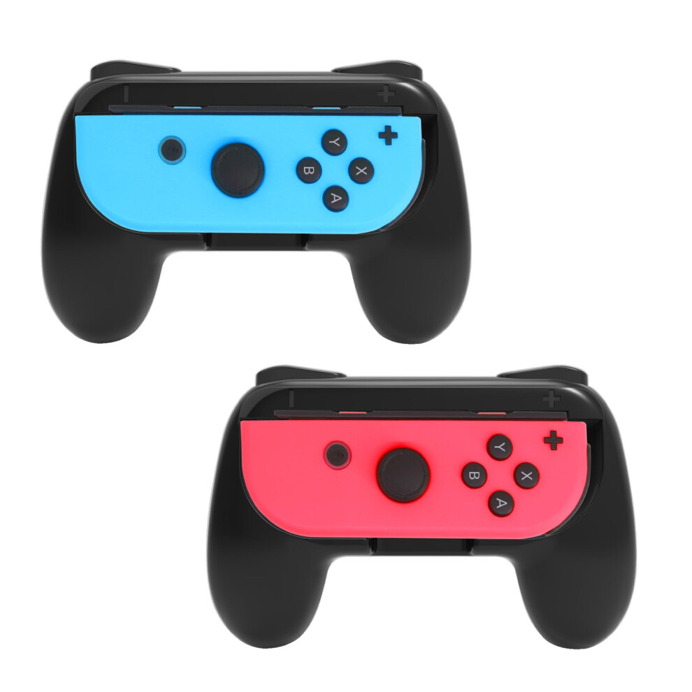 Ergonomic Antislip Grip For Oled Nintendo Switch Joycon, Comfort Handle Kit 2 Pack Black 9771547236832