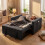 Homcom HOMCOM 2 Seater Sofa Bed Convertible Bed Settee with Pillows, Black 8