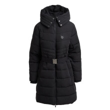 (12 UK, Black) Dublin Womens/Ladies Belted Longline Puffer Jacket