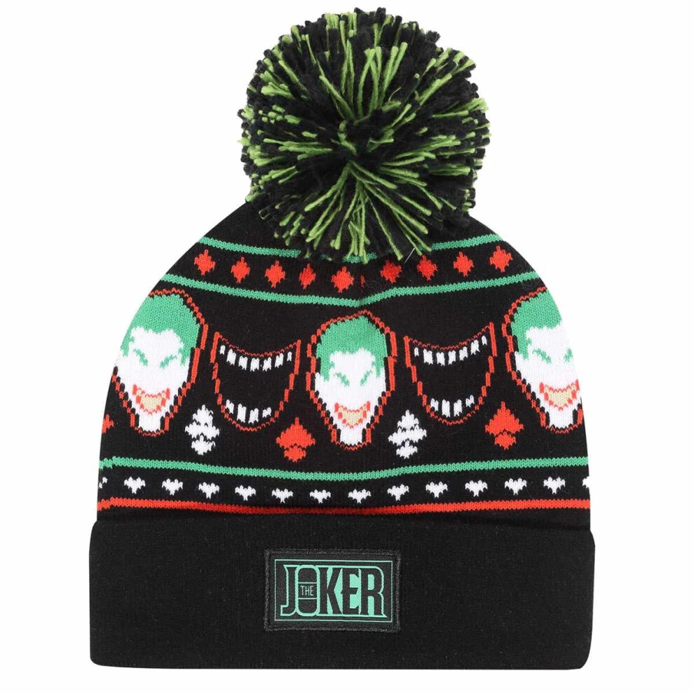 Batman Unisex Adult The Joker Pom Pom Skiing Beanie Black