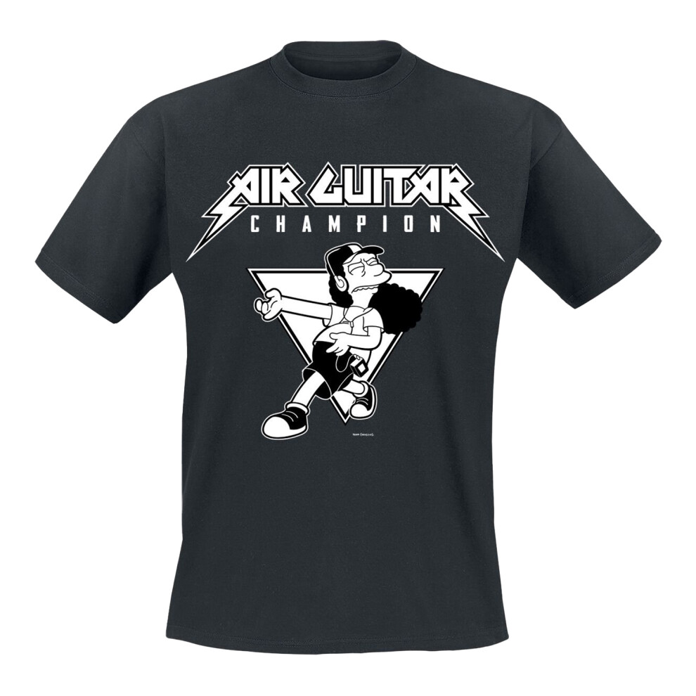 The Simpsons (M, ) Unisex Adult Professional Air Guitarist T-Shirt Black