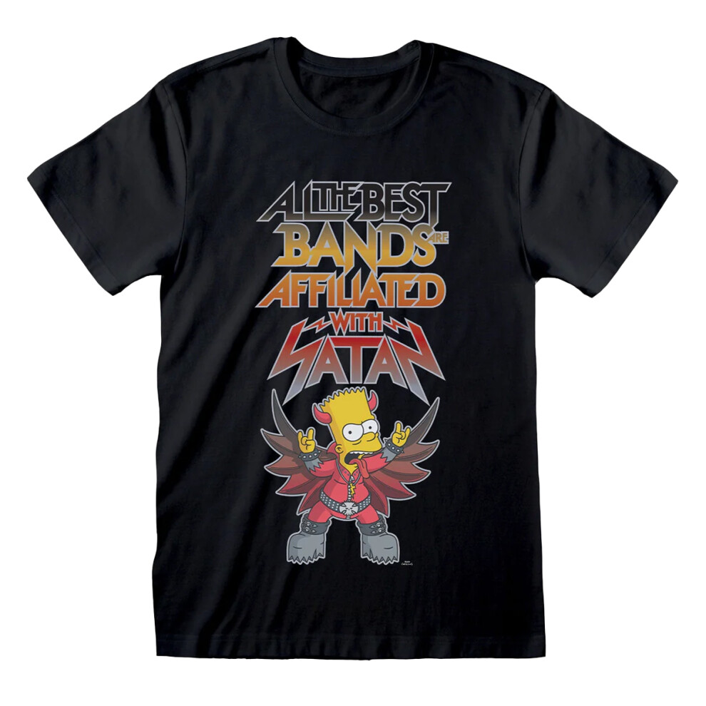The Simpsons (Xxl, ) Unisex Adult Bands With Satan T-Shirt Black