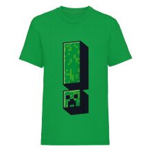(7-8 Years, Green) Minecraft Childrens/Kids Creeper Exclamation Point T-Shirt