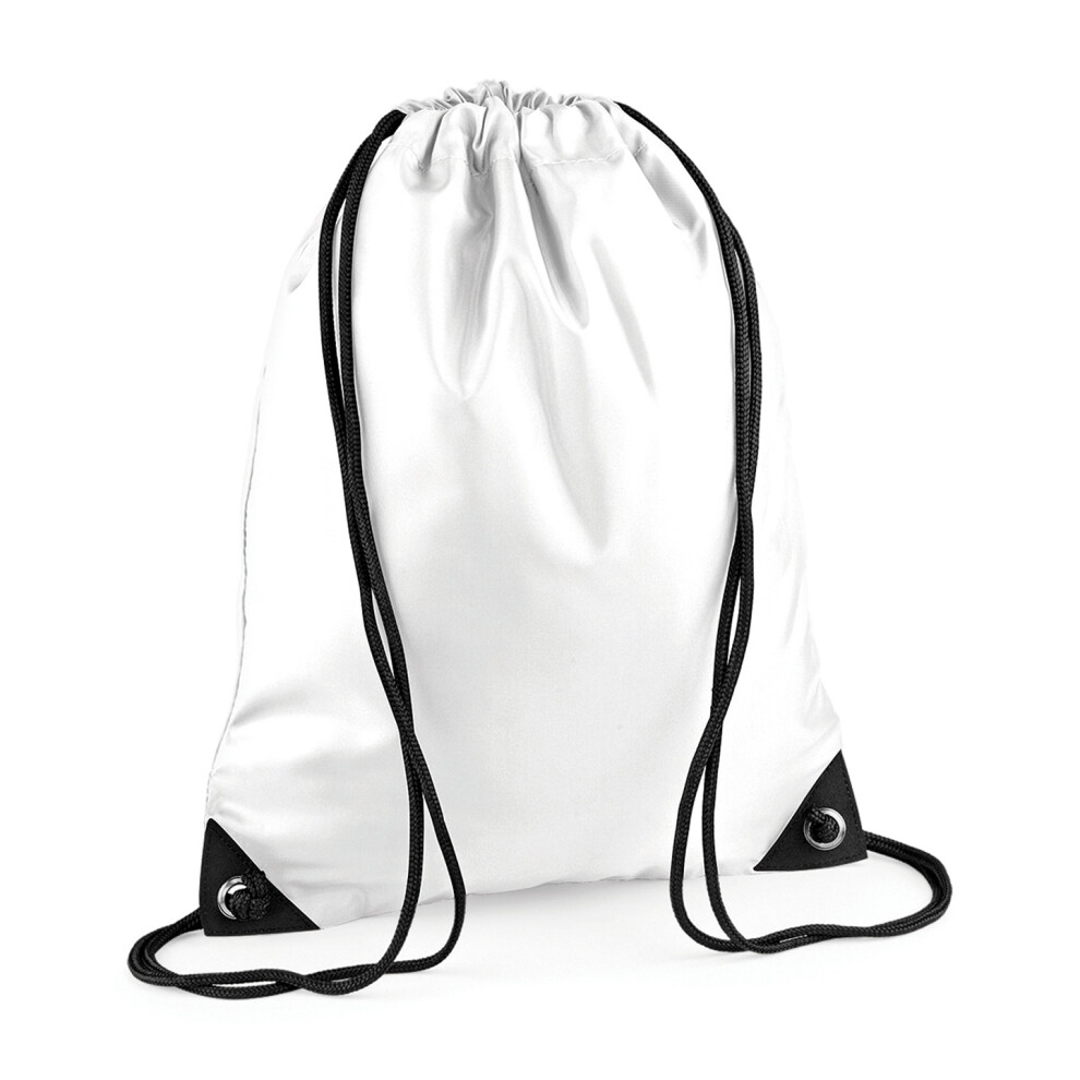 New Bagbase Unisex (One Size, ) Premium Drawstring Bag White