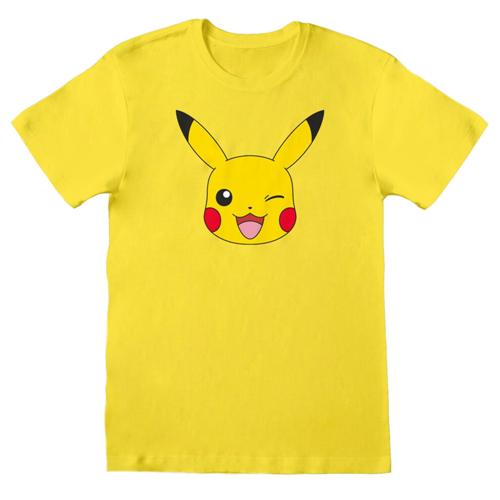Pokémon Pokemon Unisex Adult Pikachu Face T-Shirt Yellow