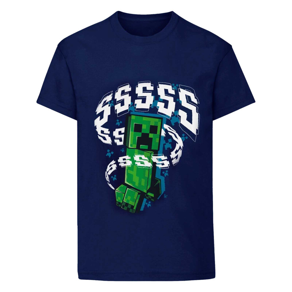 Minecraft Childrens/Kids Creeper T-Shirt Blue,Multicoloured