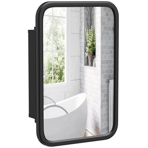 Homcom HOMCOM Bathroom Wall Cabinet with Mirror Black 1