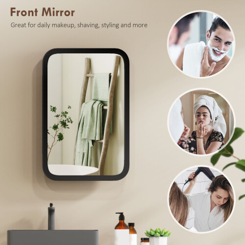 Homcom HOMCOM Bathroom Wall Cabinet with Mirror Black 2