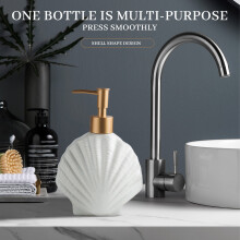Ceramic Soap Dispenser,Liquid Soap Bottle,Lotion Hand-Sanitizer Bottles,Nordic Style Press Lotion Bottle,420ML,Shell