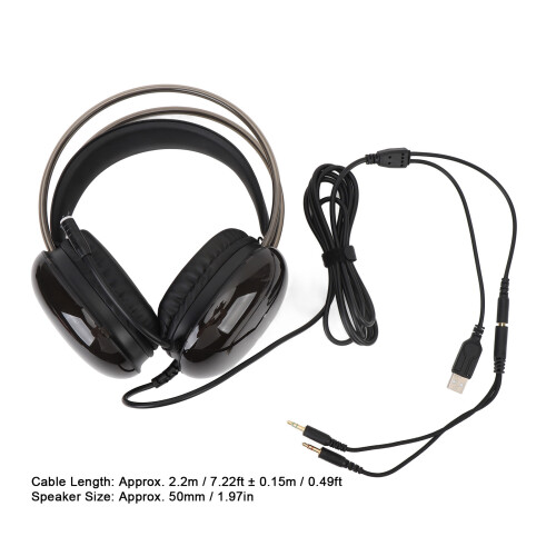 Gaming RGB Rainbow Wired Over-Ear Headset with Mic, Adjustable Black 1