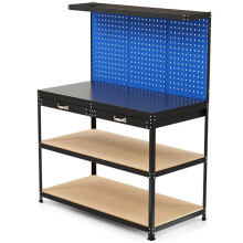 Werkbank - HELLOSHOP26 - Vielseitige Bastelwerkbank 121x61x156 cm - 3 Lochplatten - 24 Zubehörteile - Tragfähigkeit 230 kg