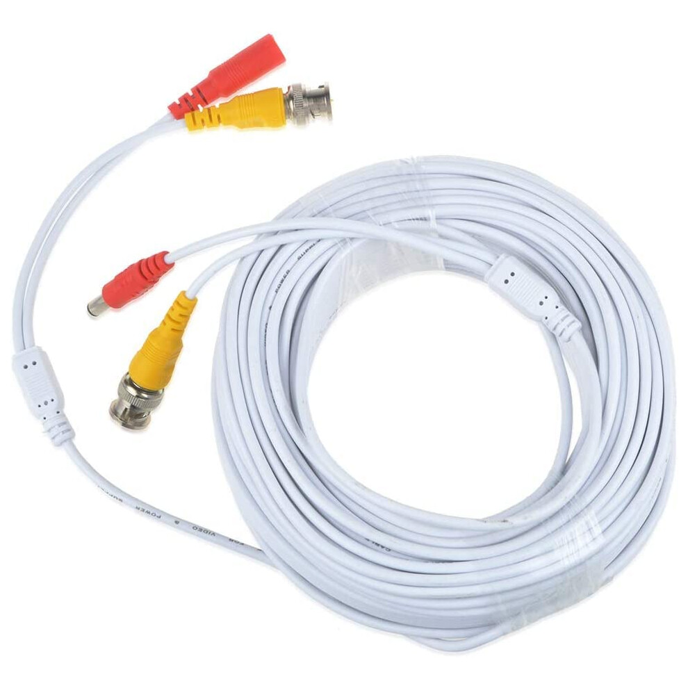 50Ft Bnc Security Camera Cable Dual Power Video For Samsung Cctv Hd System White 9169991261225