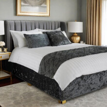Black Faux Suede Box Spring Cover Queen King Size, Stretch Fit Bed Skirt Alternative Wrap Around