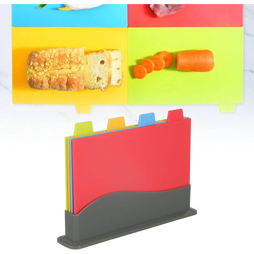 Cutting Board Set with Storage Rack, Lightweight Easy Clean Kitchen Chopping Boards with Handle 2