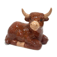 Ceramic Money Box Highland Cow Design Piggy Bank Cash Coin Saving Box w/ Stopper
