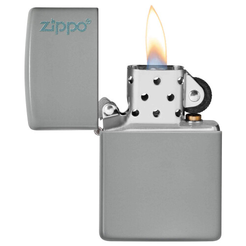 Zippo Zippo Lighter Flat Grey Zippo Logo Genuine Windproof Refillable Petrol Lighter 2