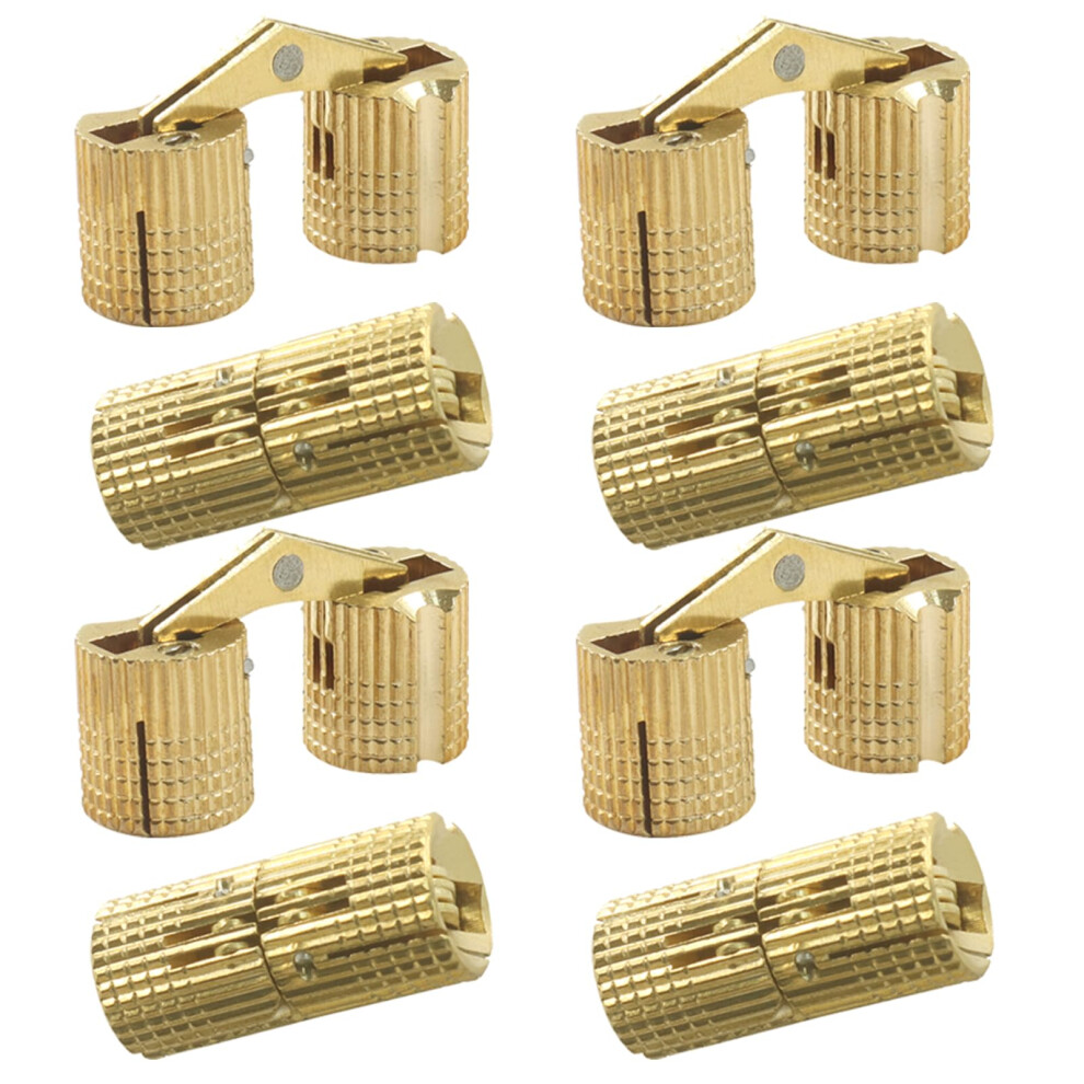 8 Pack 8Mm Gold Hidden Brass Barrel Hinges, 180 Smooth Rotation For Jewelry Box And Woodworking 9771547238997