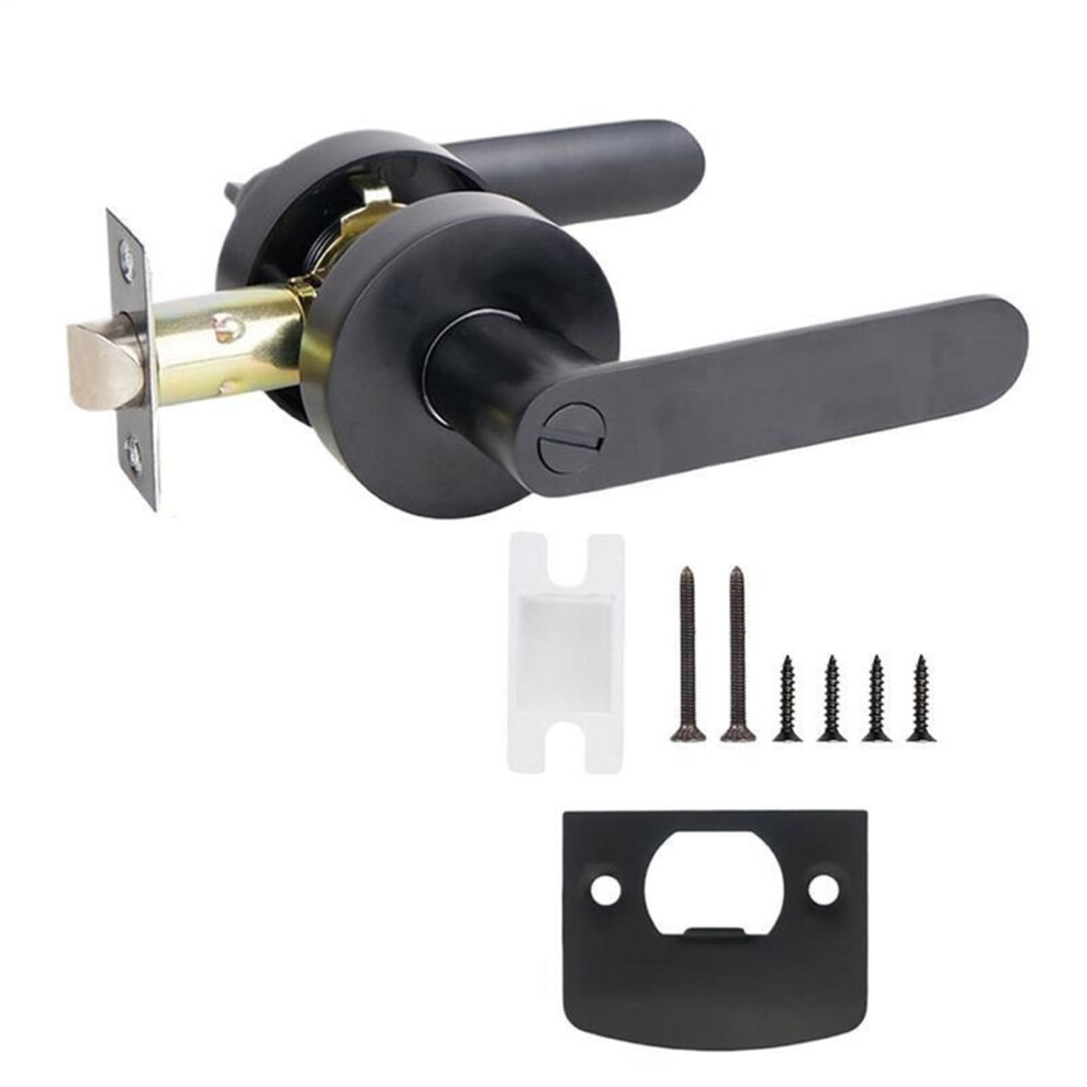 Black Interior Door Handle With Silent Privacy Lock Keyless Lever For Bedroom Or Bathroom Doors 9771547239208