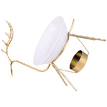 Deer Shaped Aroma Oil Burner Gold Metal Essential Oil Diffuser with Ceramic Bowl and Candle Holder