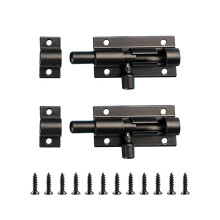 2 Pcs 2 Inch Black Aluminum Barrel Bolt Lock Heavy Duty Sliding Door Latch with Screws for Gate Garage Warehouse