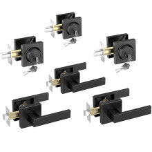 Exterior Door Lock Set Matte Black 3 Pack Front Door Handle with Deadbolt and Passage Lever
