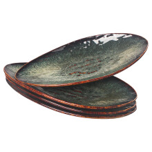 Large 13 Inch Ceramic Dinner Plates Set of 4, Unique Reactive Glaze, Microwave Oven Dishwasher Safe