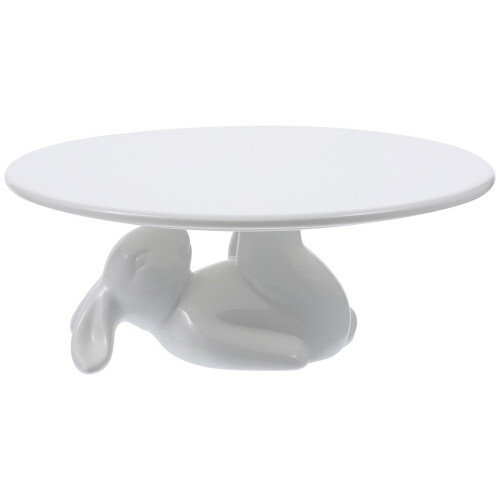 Ceramic Bunny Cake Stand with Elegant Rabbit Design for Easter Cupcake and Dessert Display