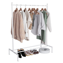 (White) Metal open closet walk-in clothes rack clothes rail Labol S